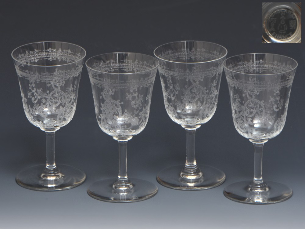 BACCARAT Lafayette wine glass 4 guests etching height 12cm liquor vessel glass