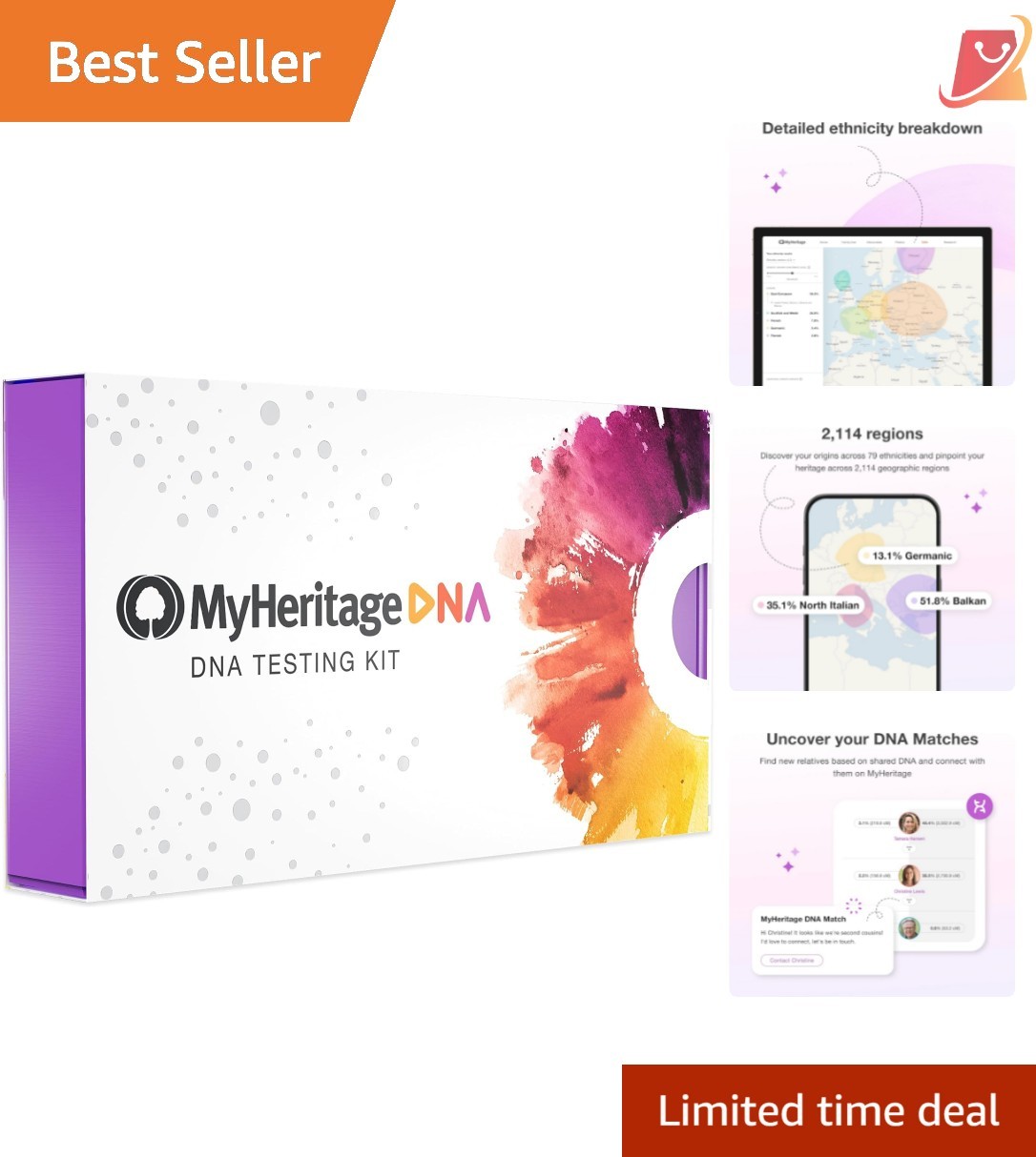 Genetic Testing Kit Ethnicity Ancestry Family Matching 2114 Regions Cheek Swab