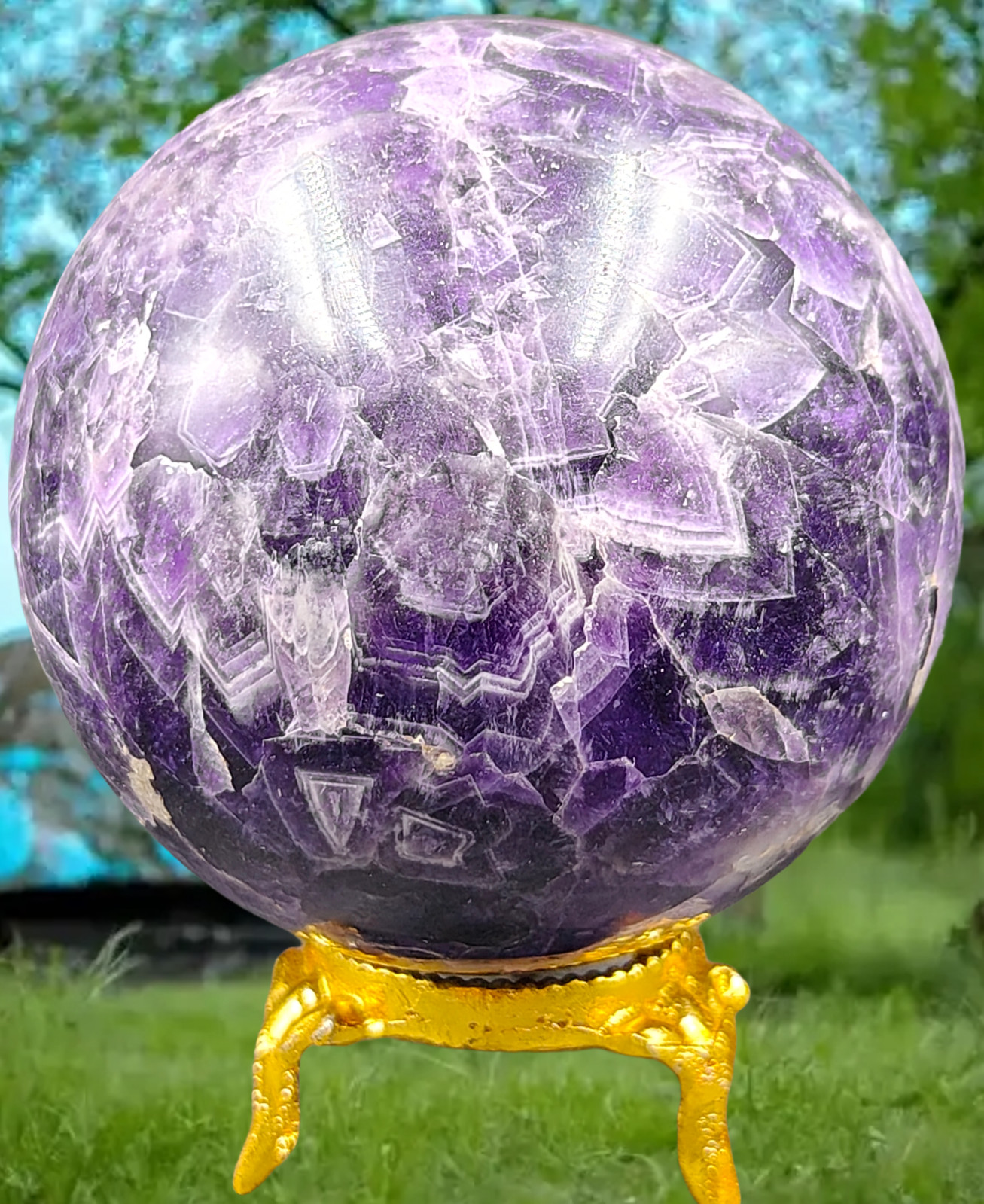 60MM Natural Purple Amethyst Sphere Healing Crystal Chakra Gemstone Ball