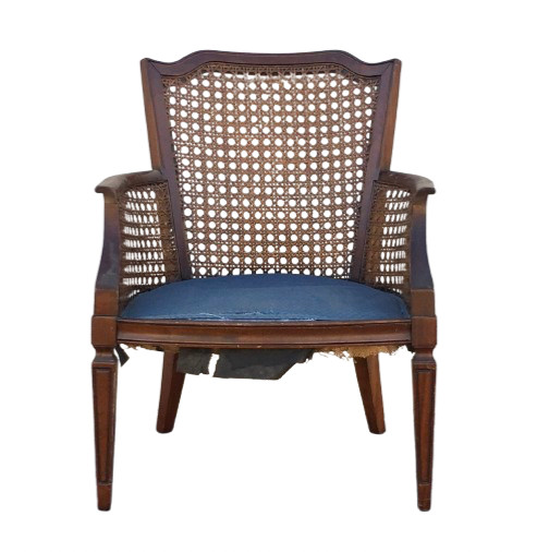 Vintage Antique Caned Armchair Caned Back & Sides Wear Please See Pics