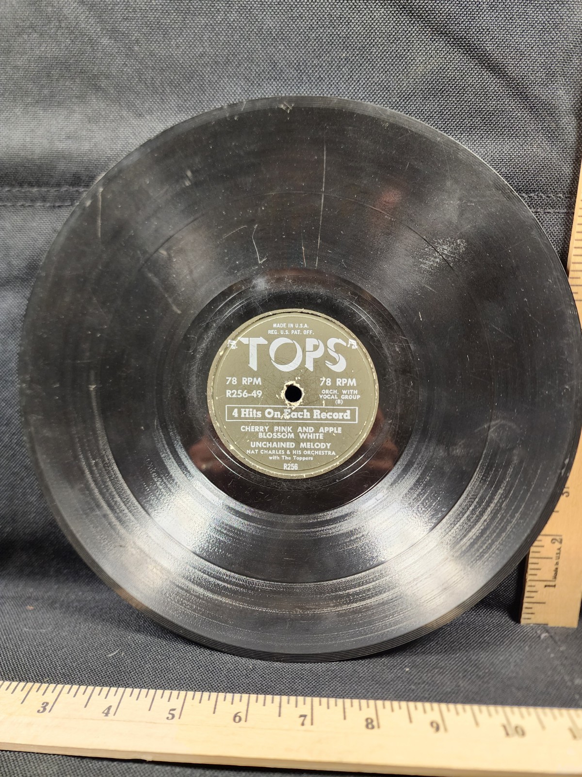 Antique 78 Record Shellac Tops 4 Song Nat Charles & The Toppers Unchained Melody