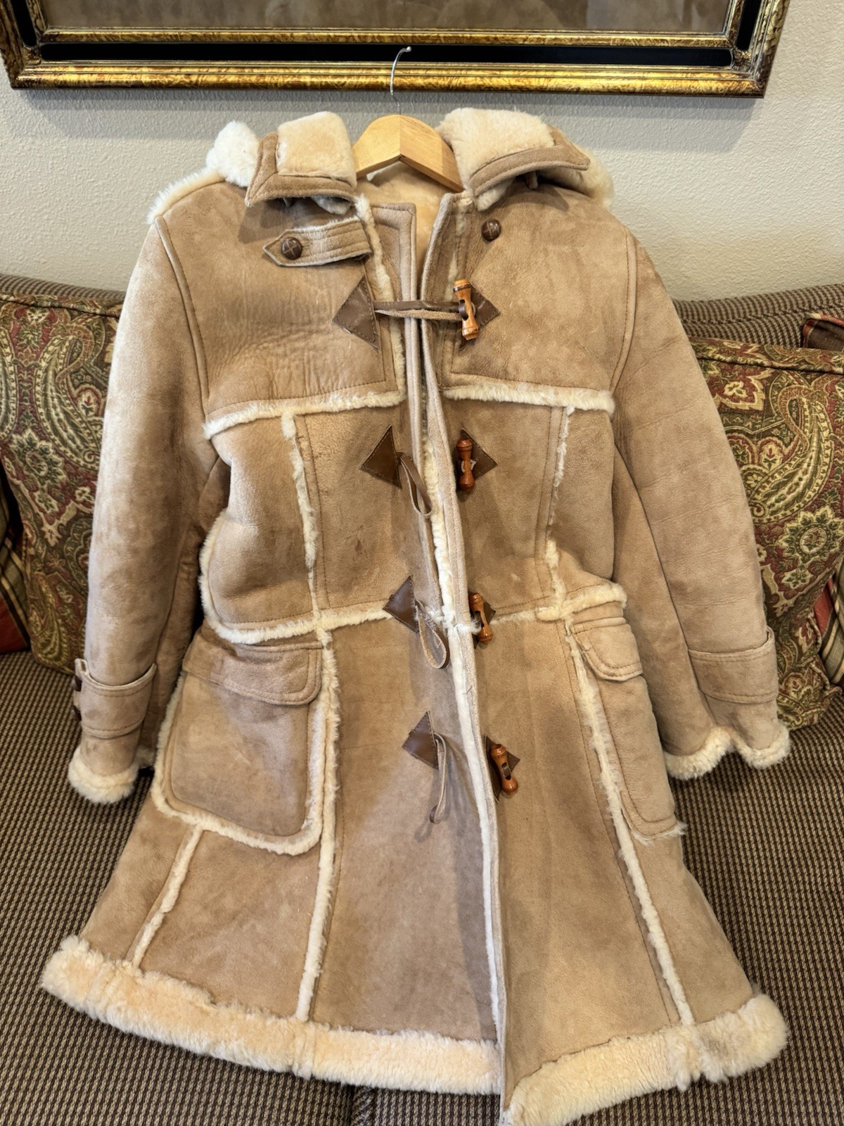 Vintage c1970's Shearling Wool Lined Sheepkin Leather Western Rancher Jacket