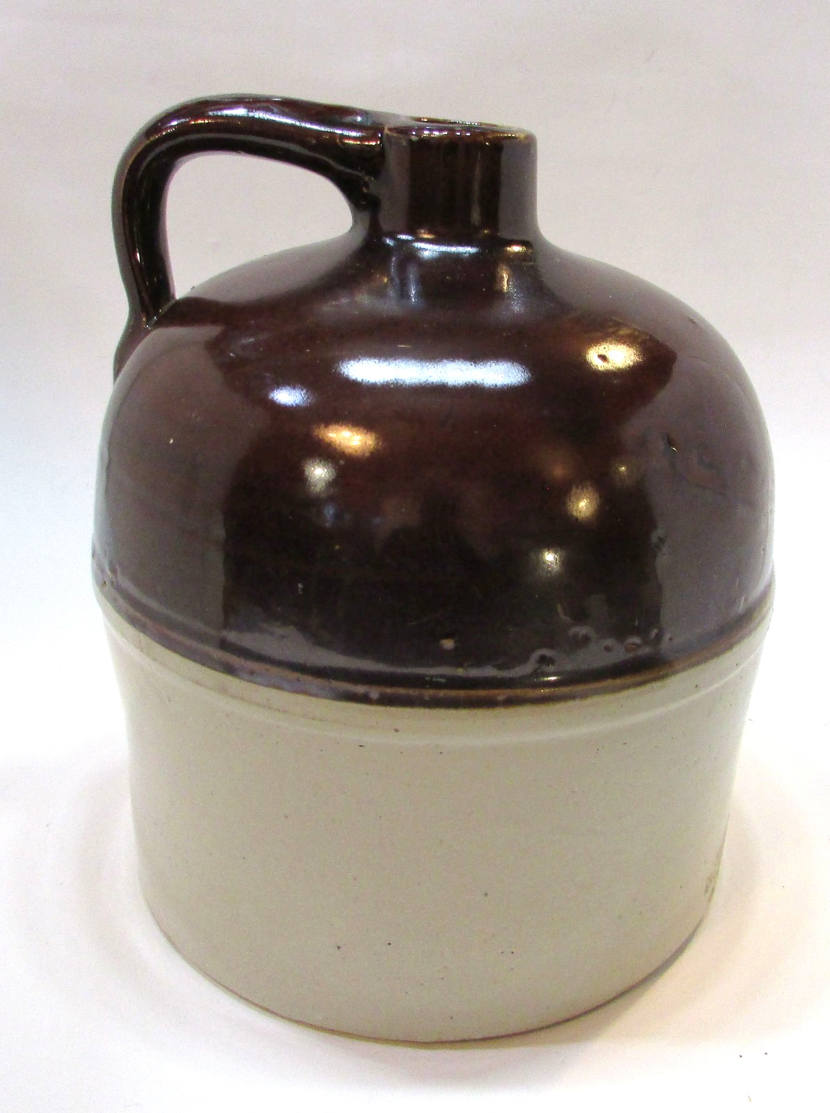 Primitive Old 1870's Two Tone Antique One Gallon Stoneware Crock Moonshine Jug