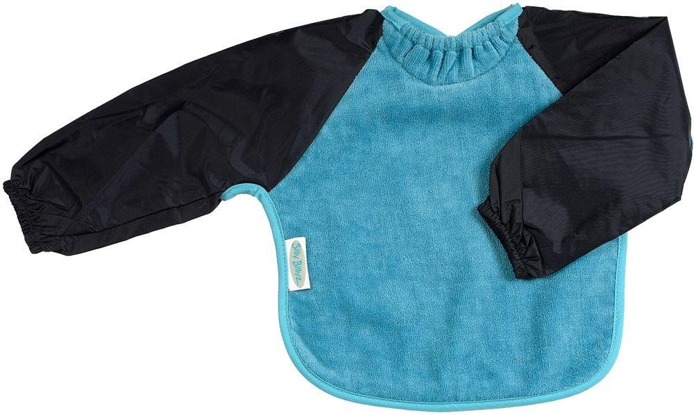 Silly Billyz Small Long Sleeve Towel Bib (Aqua/Navy)