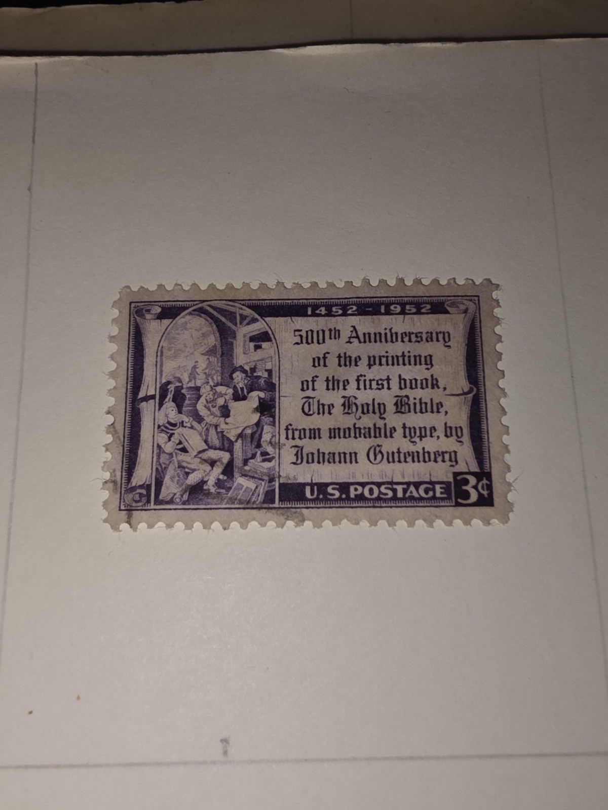 Vintage US Holy Bible 3c Stamp Used - #F1189