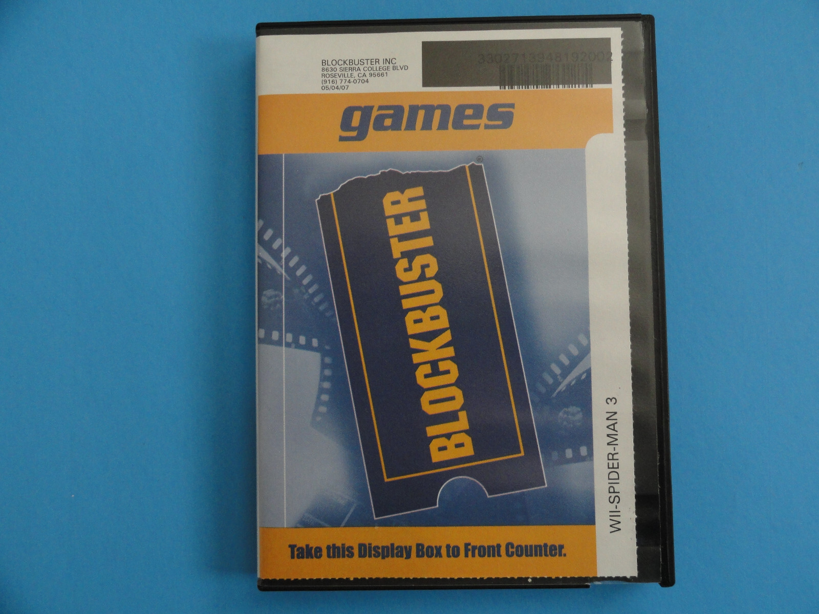 WII SPIDER-MAN 3 BLOCKBUSTER VIDEO RENTAL CASE W/INSTRUCTIONS