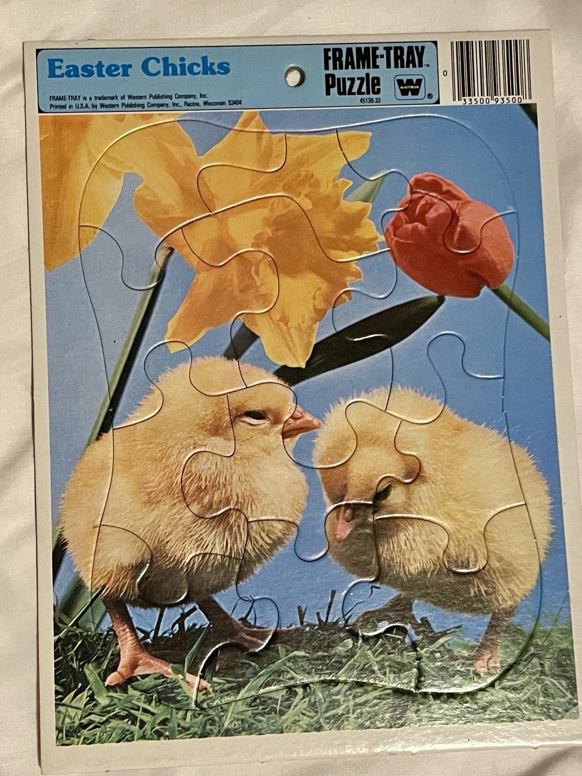 Vintage Whitman Framed Tray Puzzle "Easter Chicks" #4547