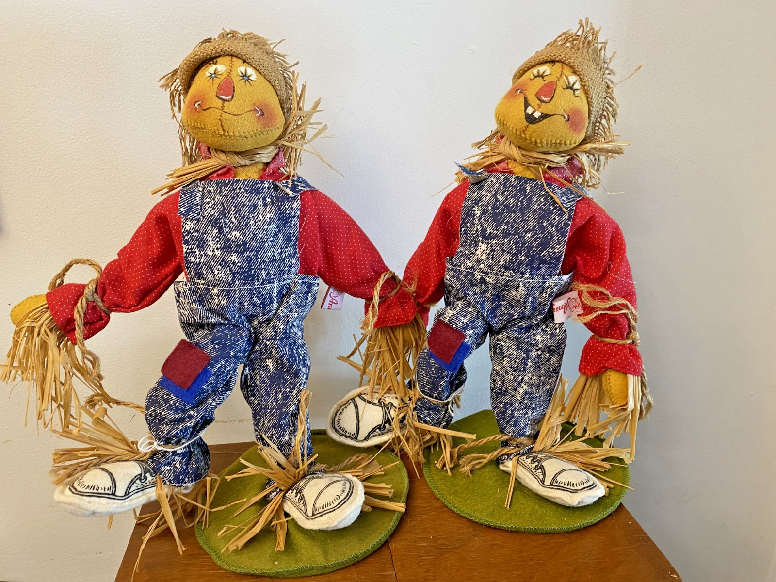 Lot of 2 - Annalee Doll 91 - Scarecrow - 12-13in Autumn Thanksgiving Standing