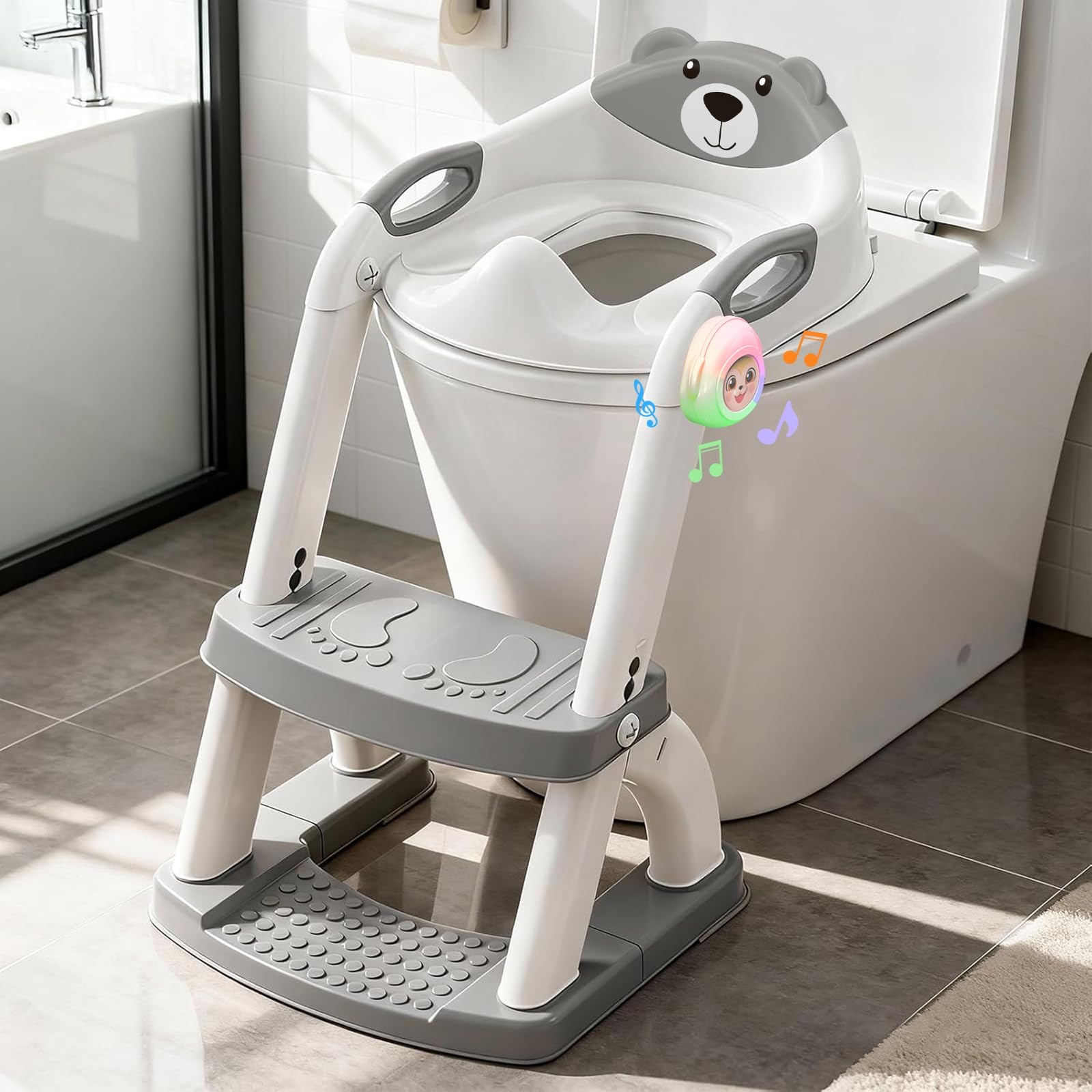 Potty Training Seat with Step Stool Ladder Music Black SKYROKU Toilet Kids Boys