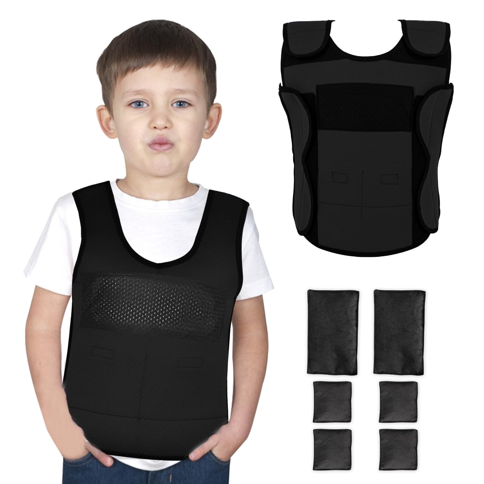 Weighted Vest for Kids (Small, Ages 4 to 7) Compression Vest for Kids Includi...