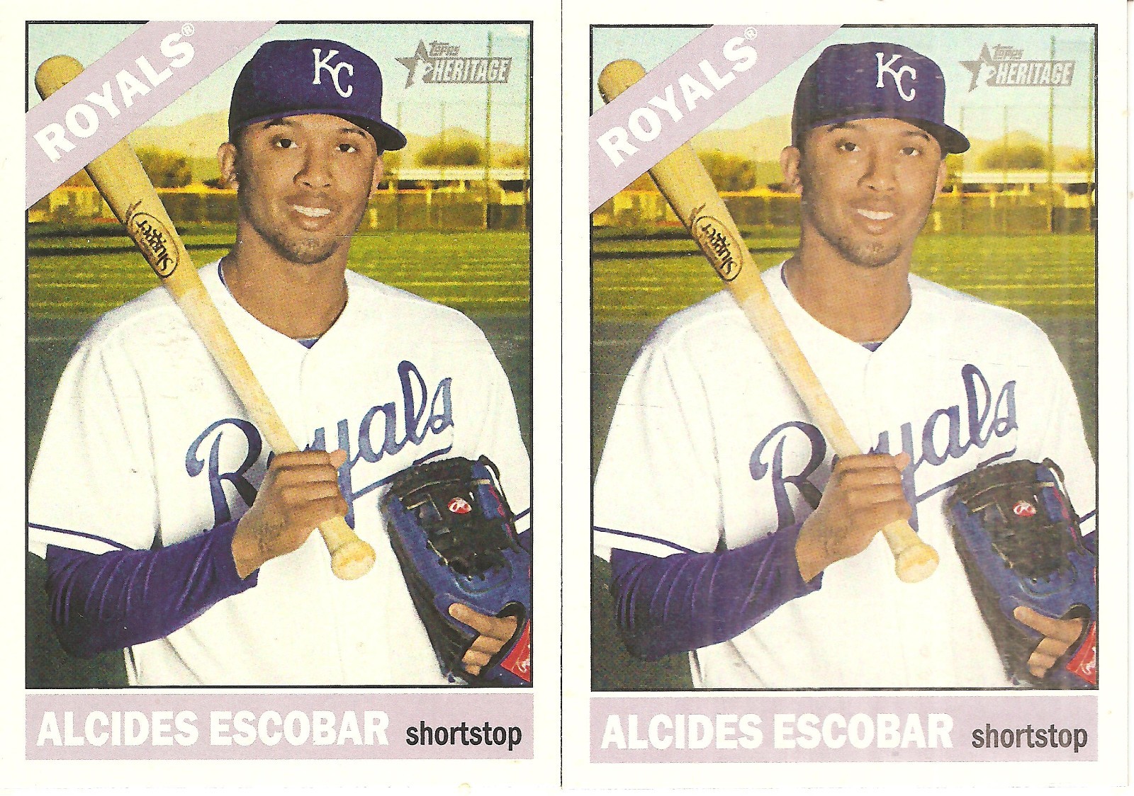 2 CARD 2015 TOPPS HERITAGE ALCIDES ESCOBAR BASEBALL CARD LOT