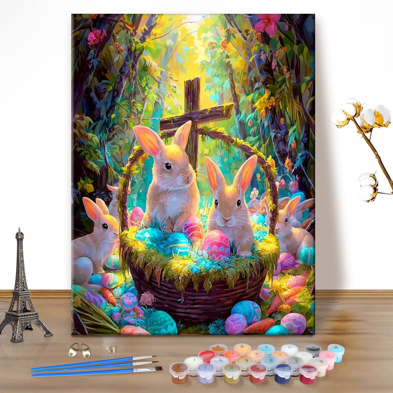 Easter Bunny Paint By Numbers Kit For Adults Spring DIY Canvas Oil Art