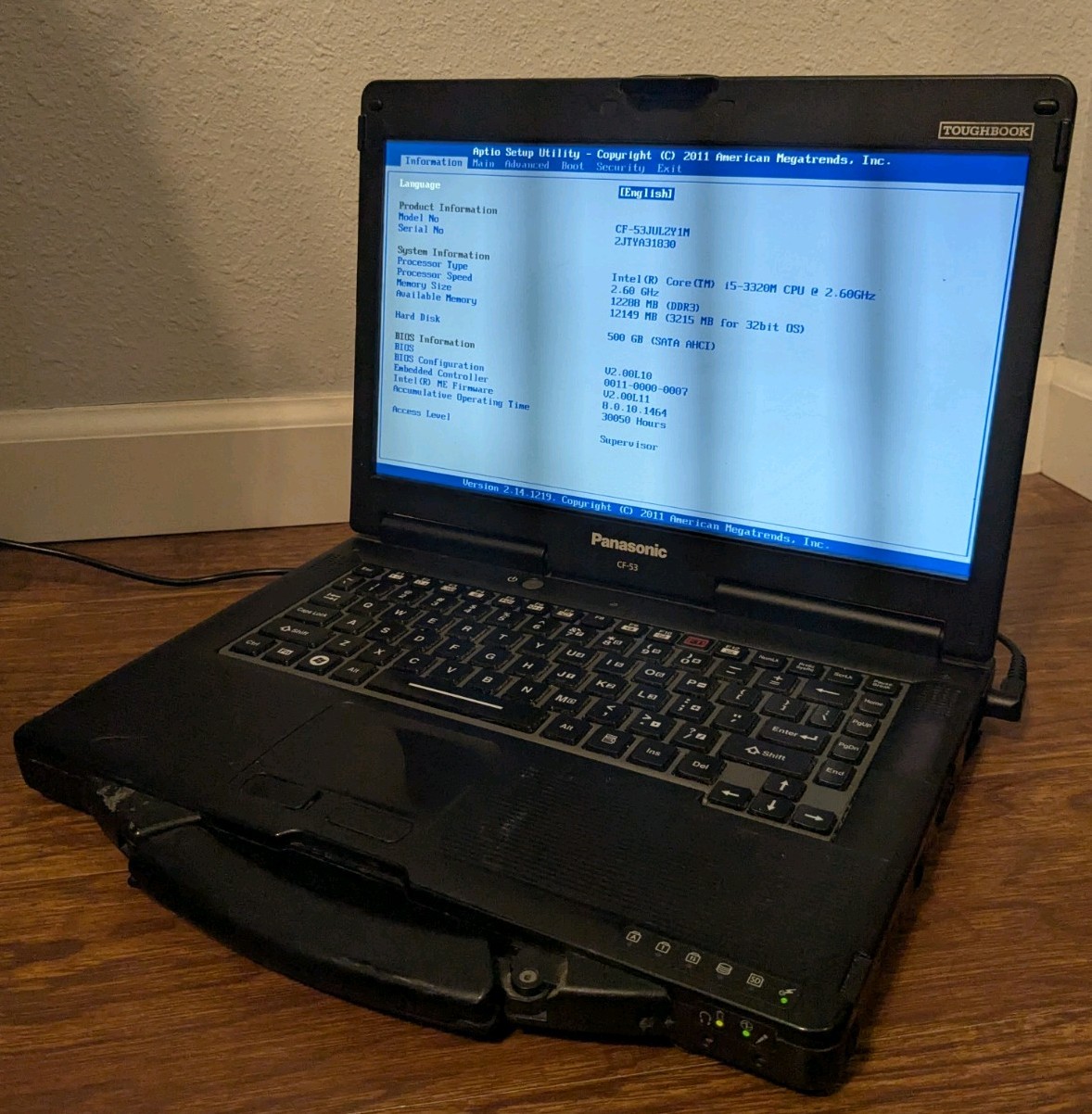 Panasonic Toughbook CF-53 MK2 Intel i5 12GB RAM 500GB HDD Boots To Bios - No OS