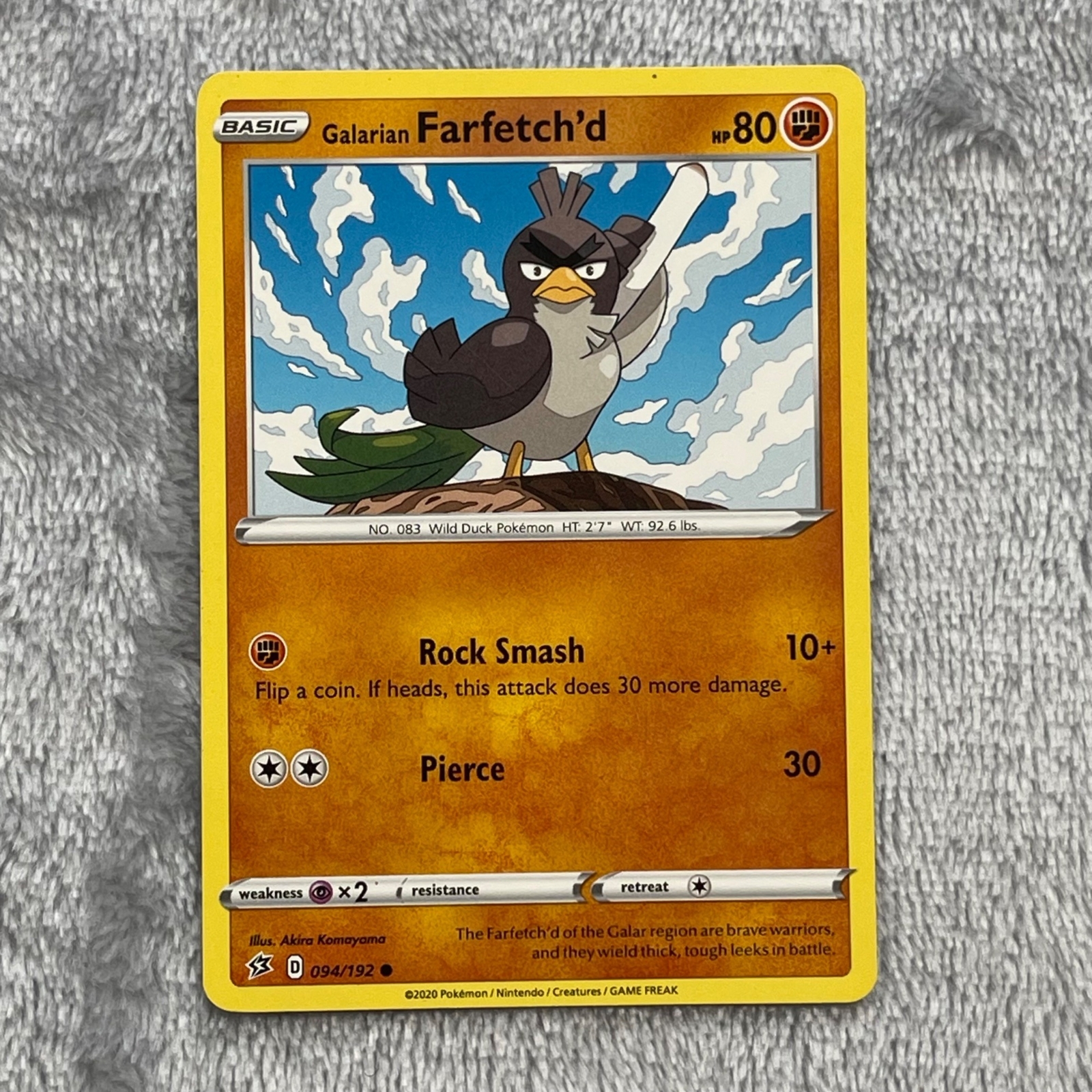 Galarian Farfetch'd 094/192 - Rebel Clash - Common - Pokemon Card TCG - LP