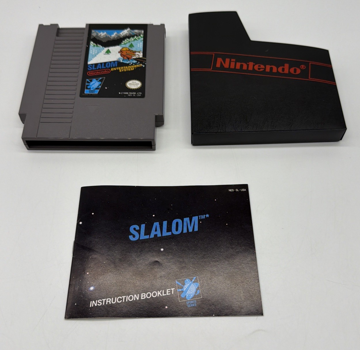 Slalom Nintendo NES Game & Manual Authentic Copyright 1986 Rare LTD VGC