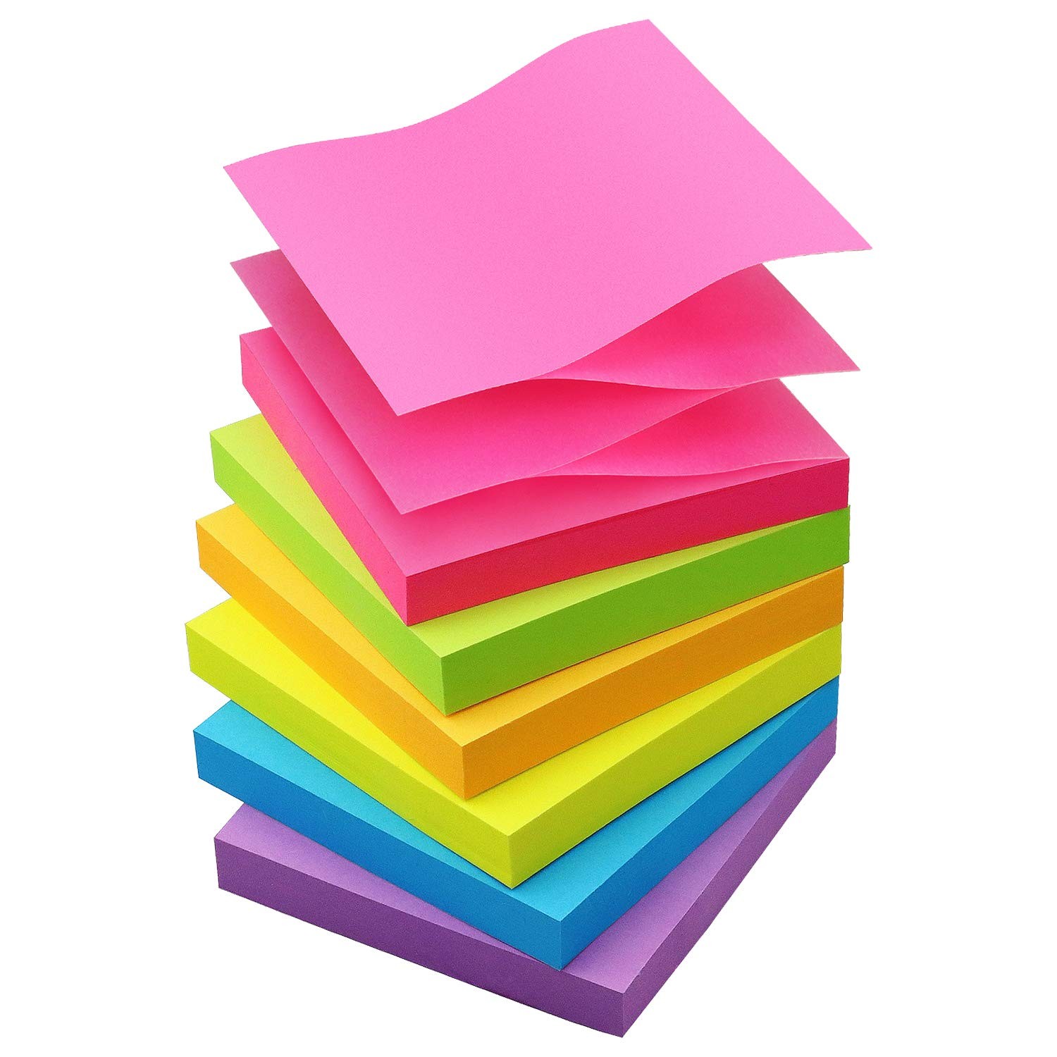 Sticky Notes 3x3 Pop Up Self-Stick 3 x 3 inches, Pink, Yellow, Green, Blue 