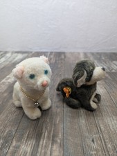 Vintage Wind Up Pup Toy 1970s Jumping Somersault Flip & Mechanical  White Cat. 