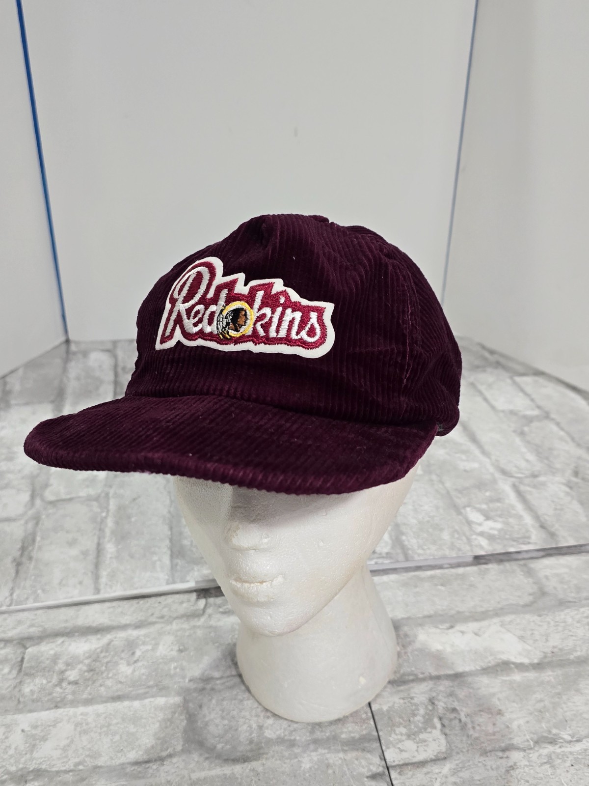 VTG 80s Washington Redskins Corduroy Snapback Hat Cap NFL Football AJD Flaw