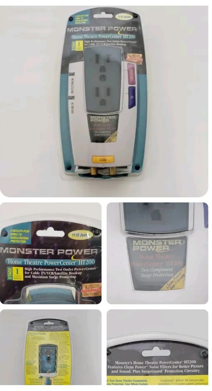 Monster Power HT200 Home Theater PowerCenter Surge Protect Cable/VCR/Satellite