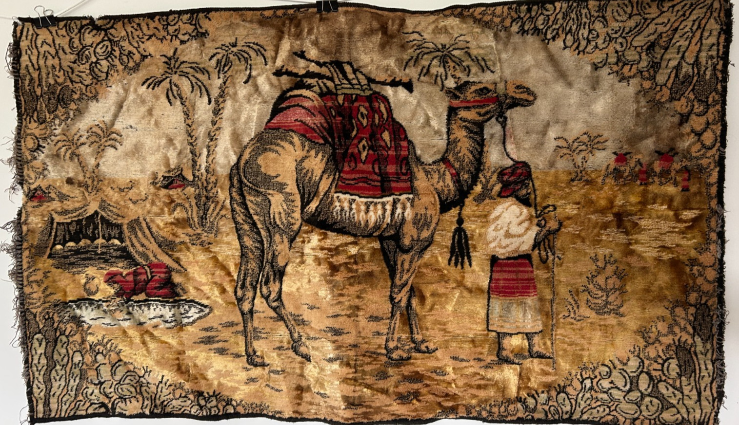 Vintage Italian Camel Desert Rug - Made in Italy 1960s Boho Decor 25" 43"