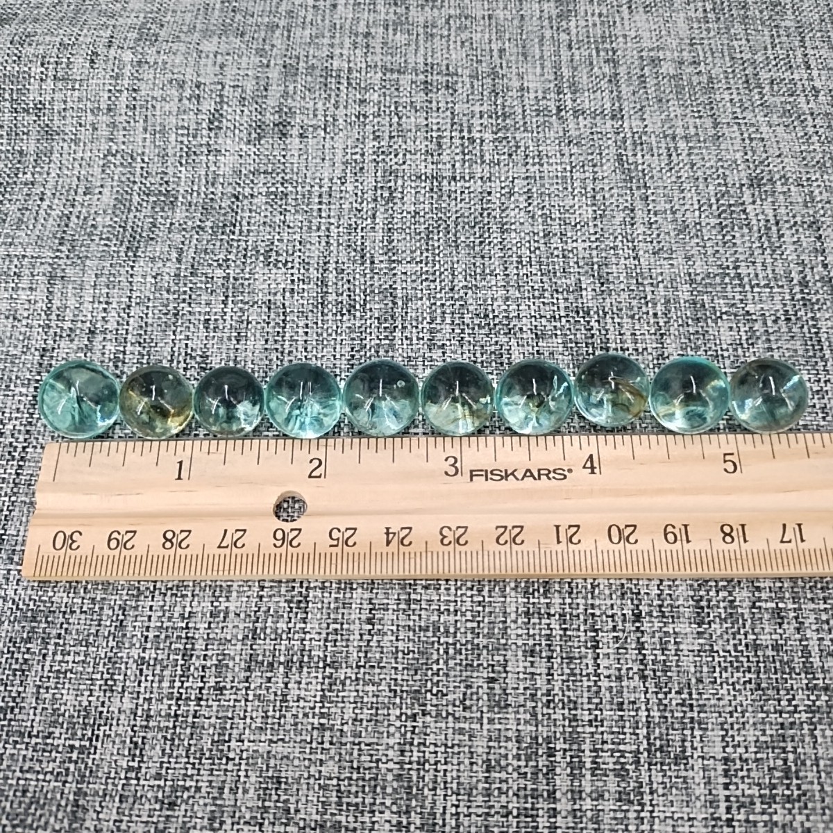 Light Aqua Green Uranium UV Glow Marbles Lot of 10 Peewees Brown Swirl