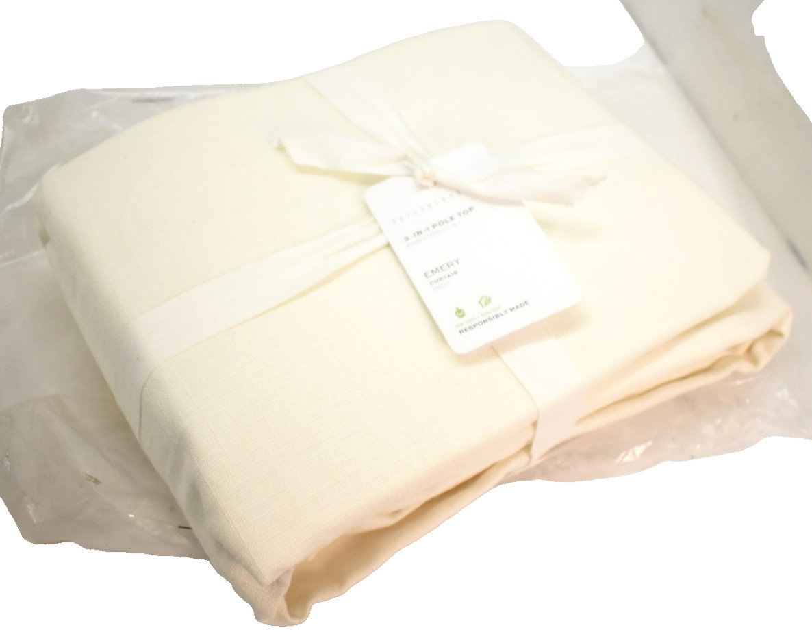 Pottery Barn 3-in-1 Pole Top Emery Single Curtain Panel 46" x 102" Off-White