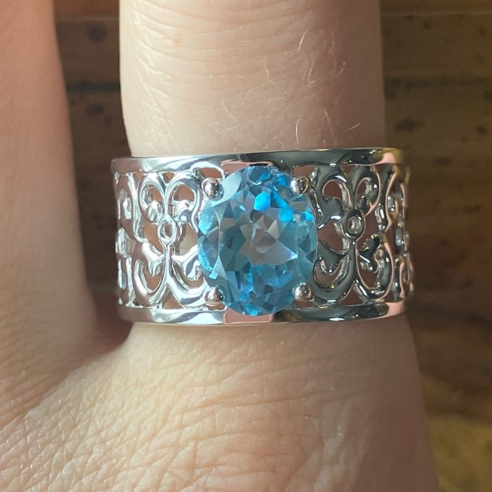 Brazilian Blue Topaz Sterling Silver Ring Size 10