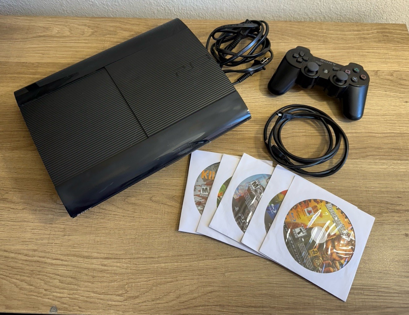 Sony PS3 Super Slim 250GB CECH-4201B Console w/ Controller & 5 Games Tested