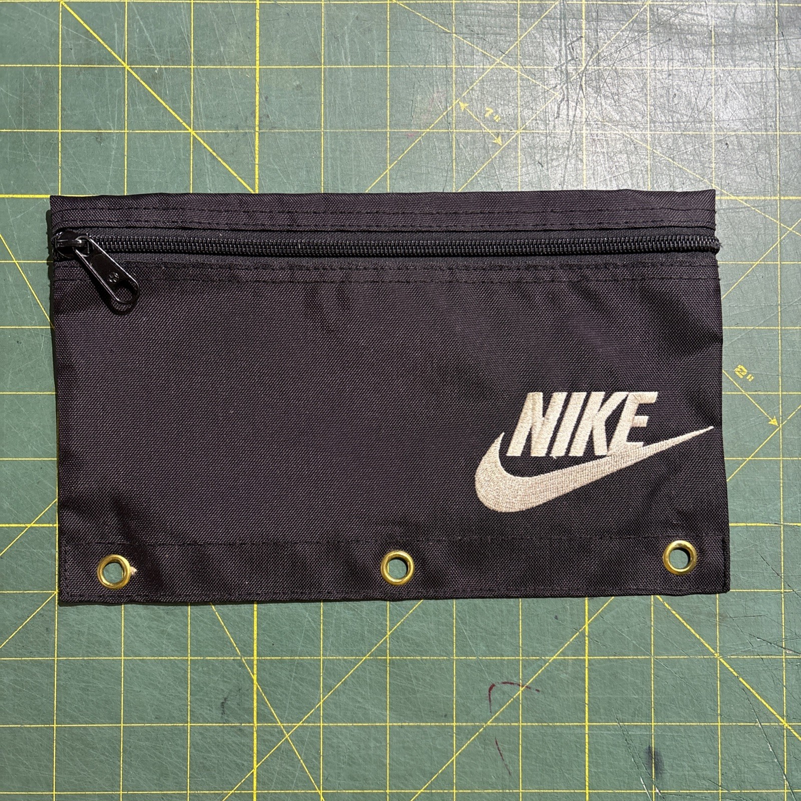 Vintage 1995 NIKE Swoosh Pencil Case/Pouch For Three Ring Binder Black