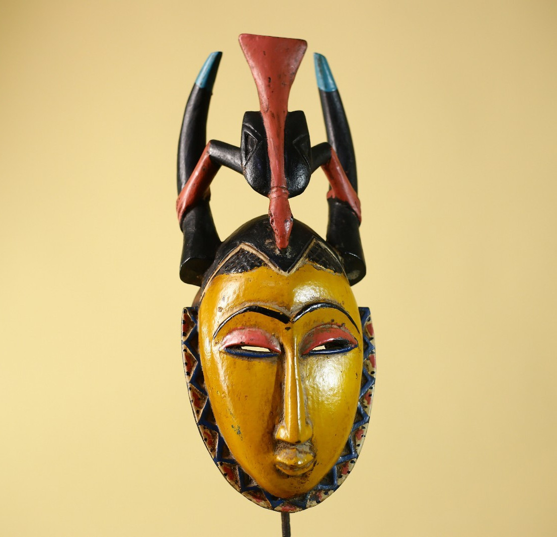 African Tribal Mask Hand Carved Wood Sculpture Wall Mask -G6117