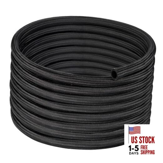  6AN Fuel Line, AN6 Braided Fuel Hose Nylon CPE 10FT 6AN 10FT Black