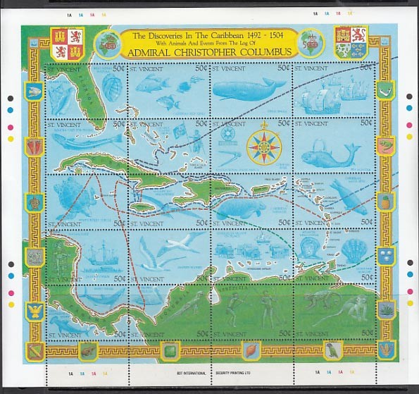 Saint Vincent - Post Office Yvert 1418/37 ** Mnh Map