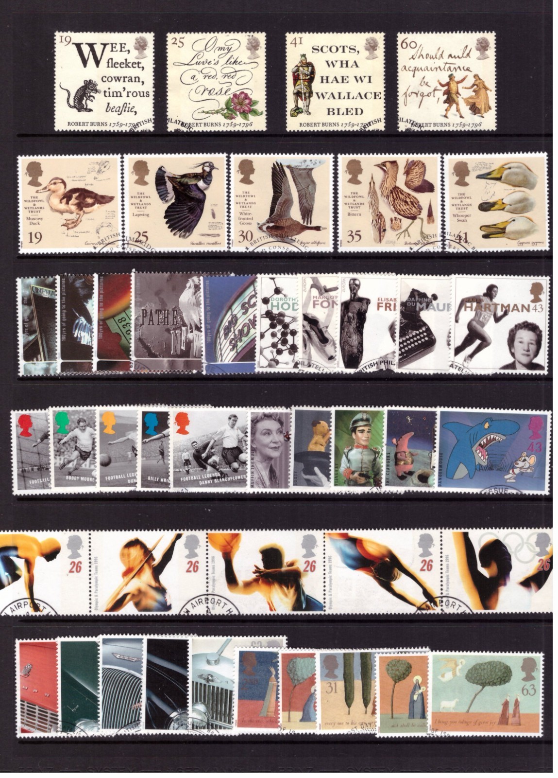 Great Britain GB 1996 fine used stamps 9 full sets collection
