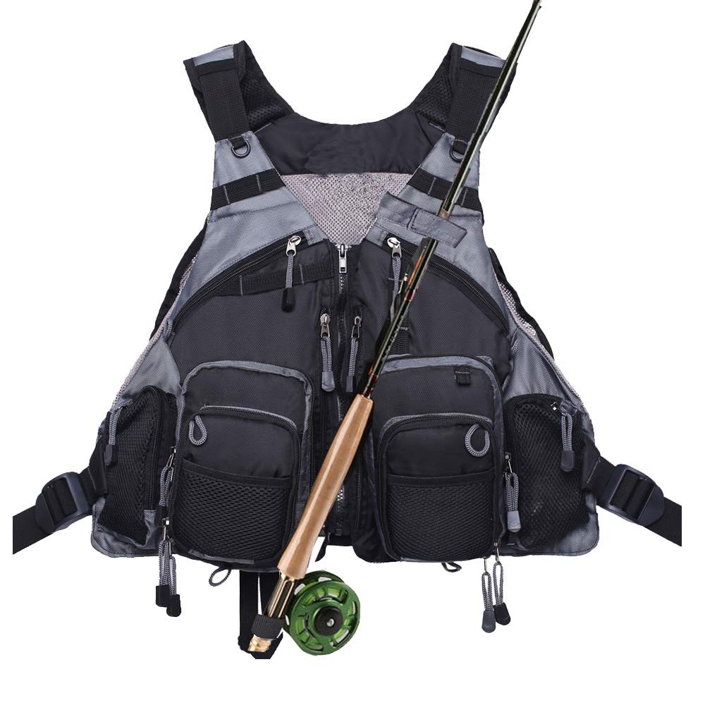 Kylebooker Fly Fishing Vest Pack Adjustable for Men and Women (Black)