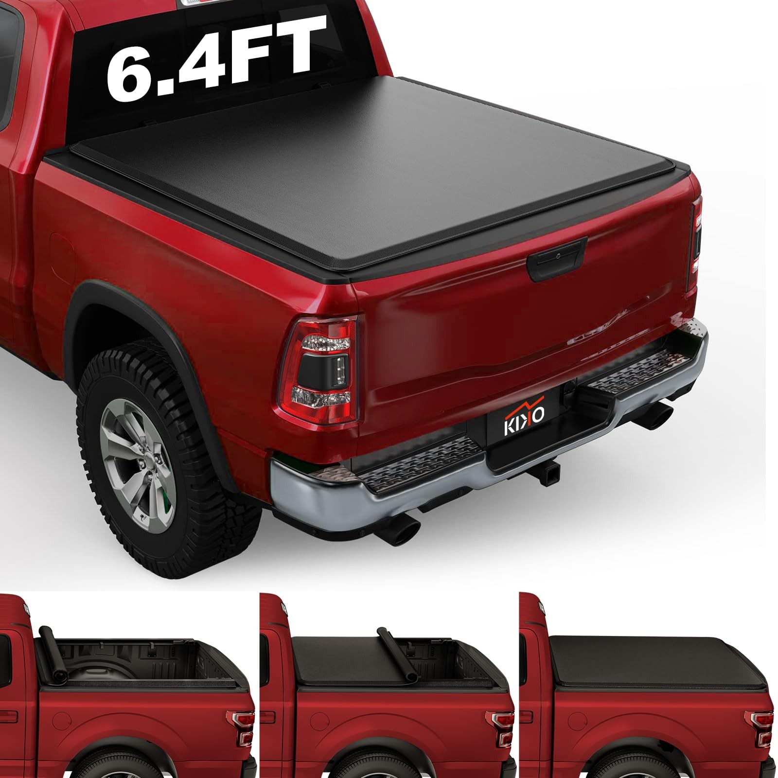 Vinyl Soft Roll-Up Tonneau Cover Truck Bed Classic 6.4ft(76.3in) Bed w/o Rambox