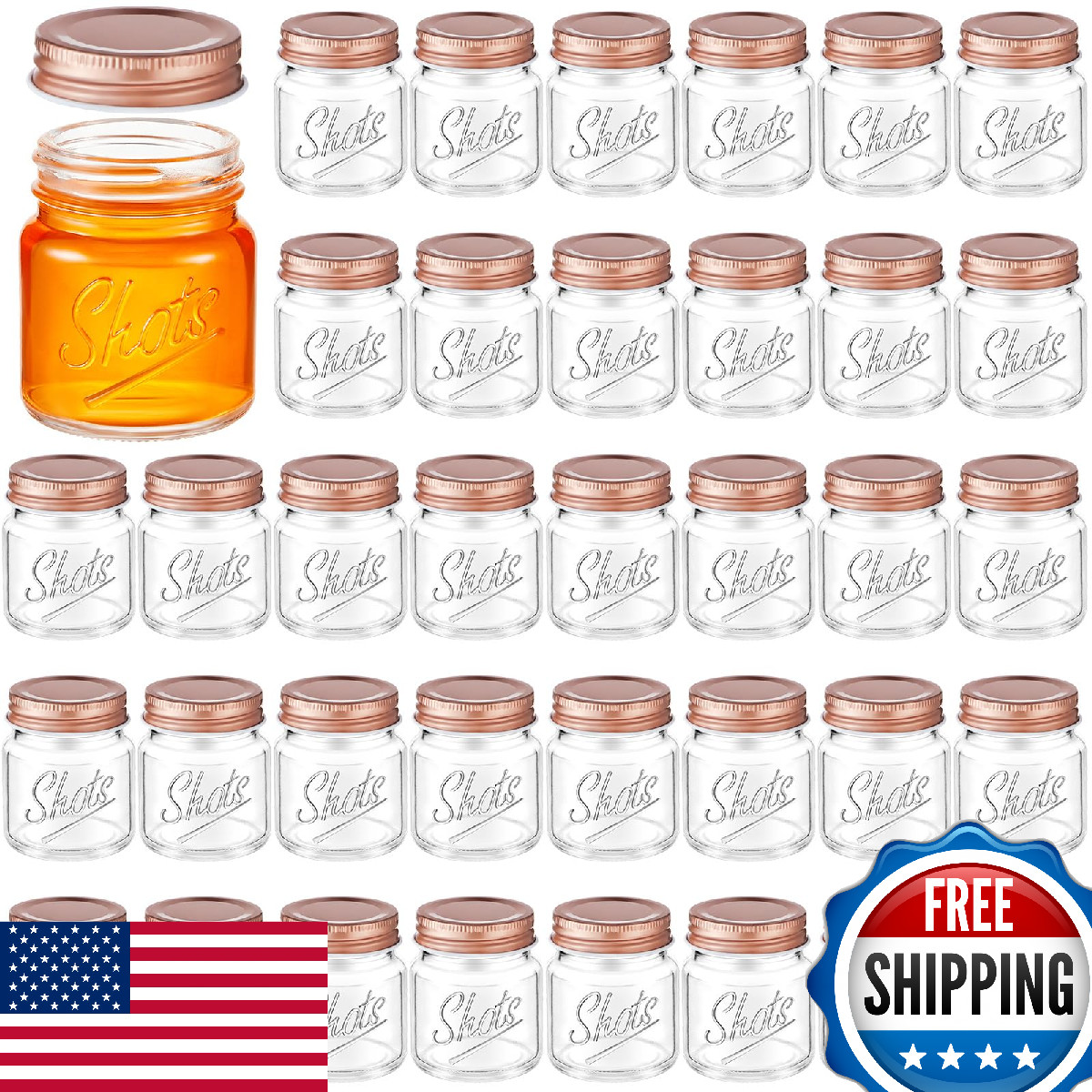 Tessco 36-Pack 2oz Mini Mason Jar Shot Glasses with Lids - Dishwasher Safe