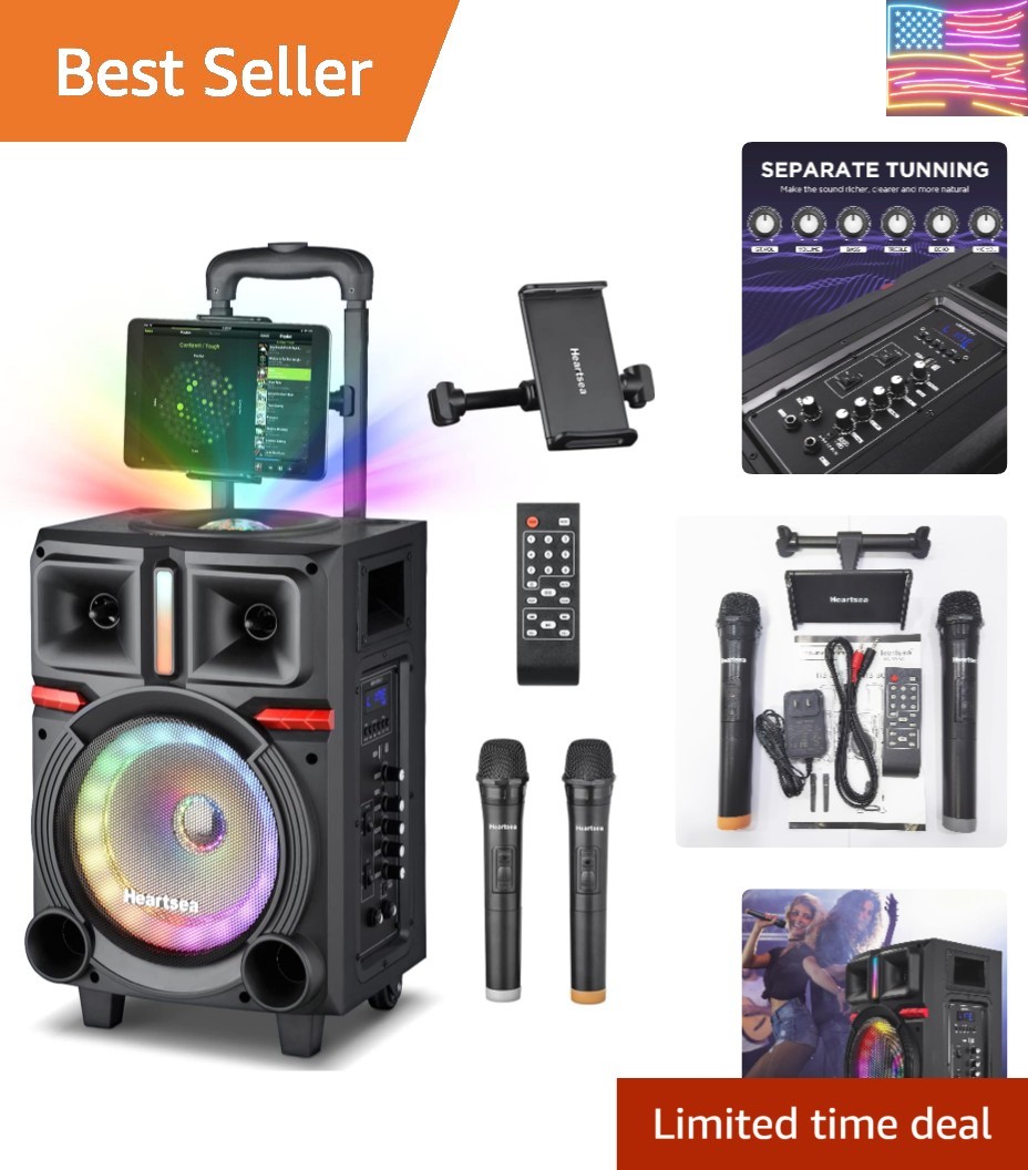 Karaoke Machine with 2 Wireless Microphones, Portable Speaker for Adults, 150...