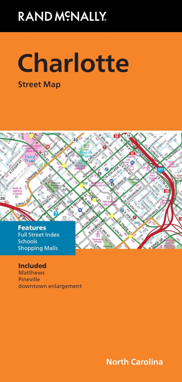 Rand McNally Folded Map: Charlotte Street Map 40" x 28", Multicolor 