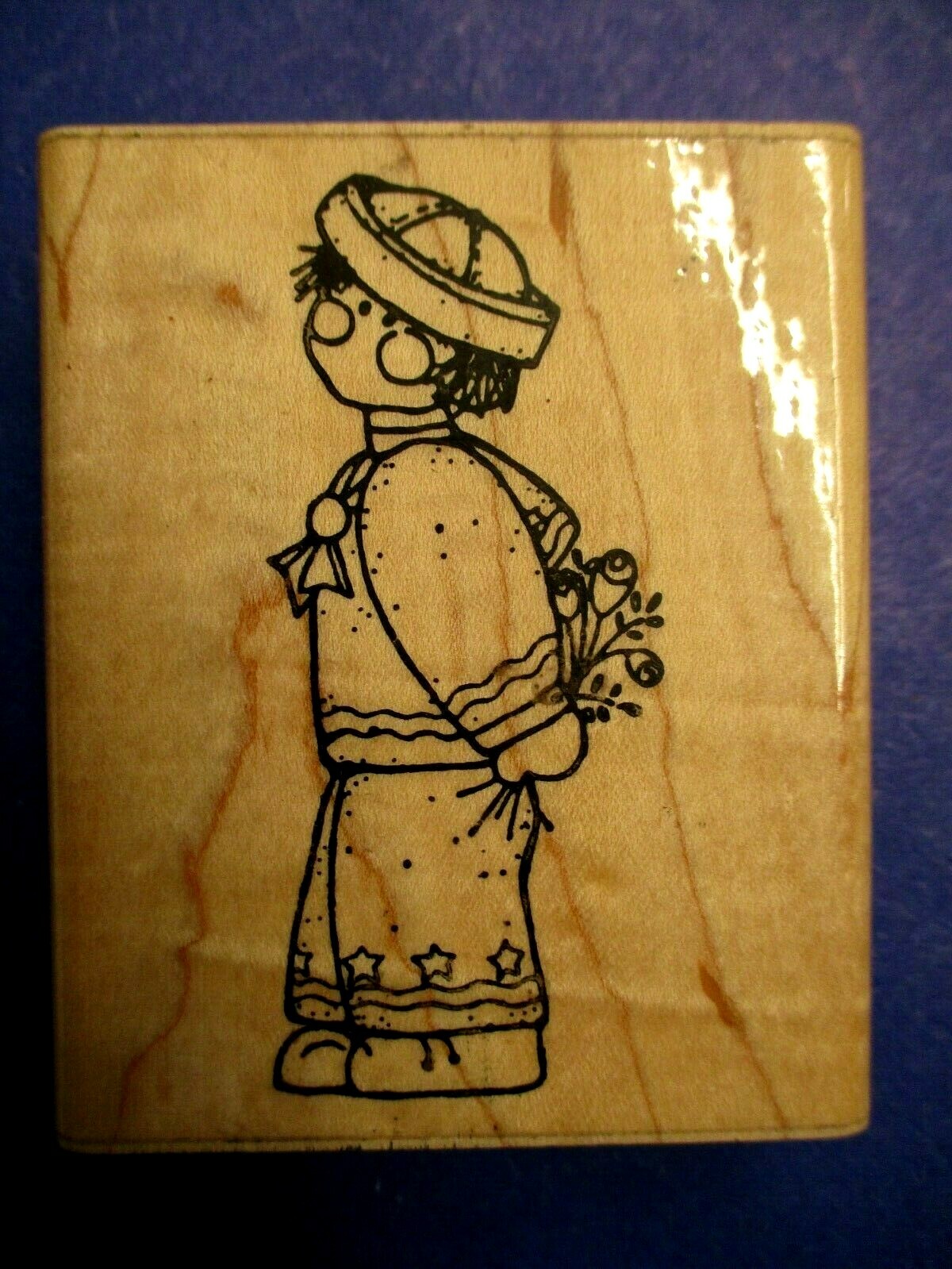 SAILOR BOY JRL DESIGN RUBBER STAMP WOOD MOUNTED 