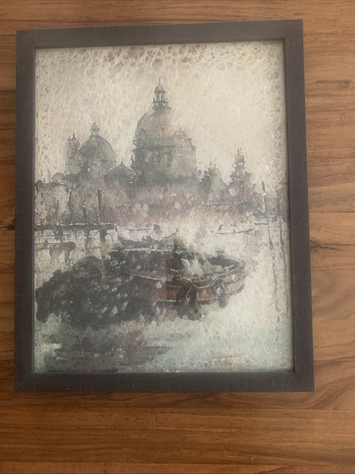 Vintage Framed Collage Textured Italian Gondola Architecture Scene