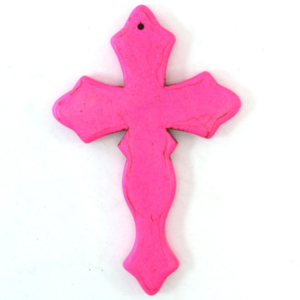 78mm magenta turquoise cross pendant bead
