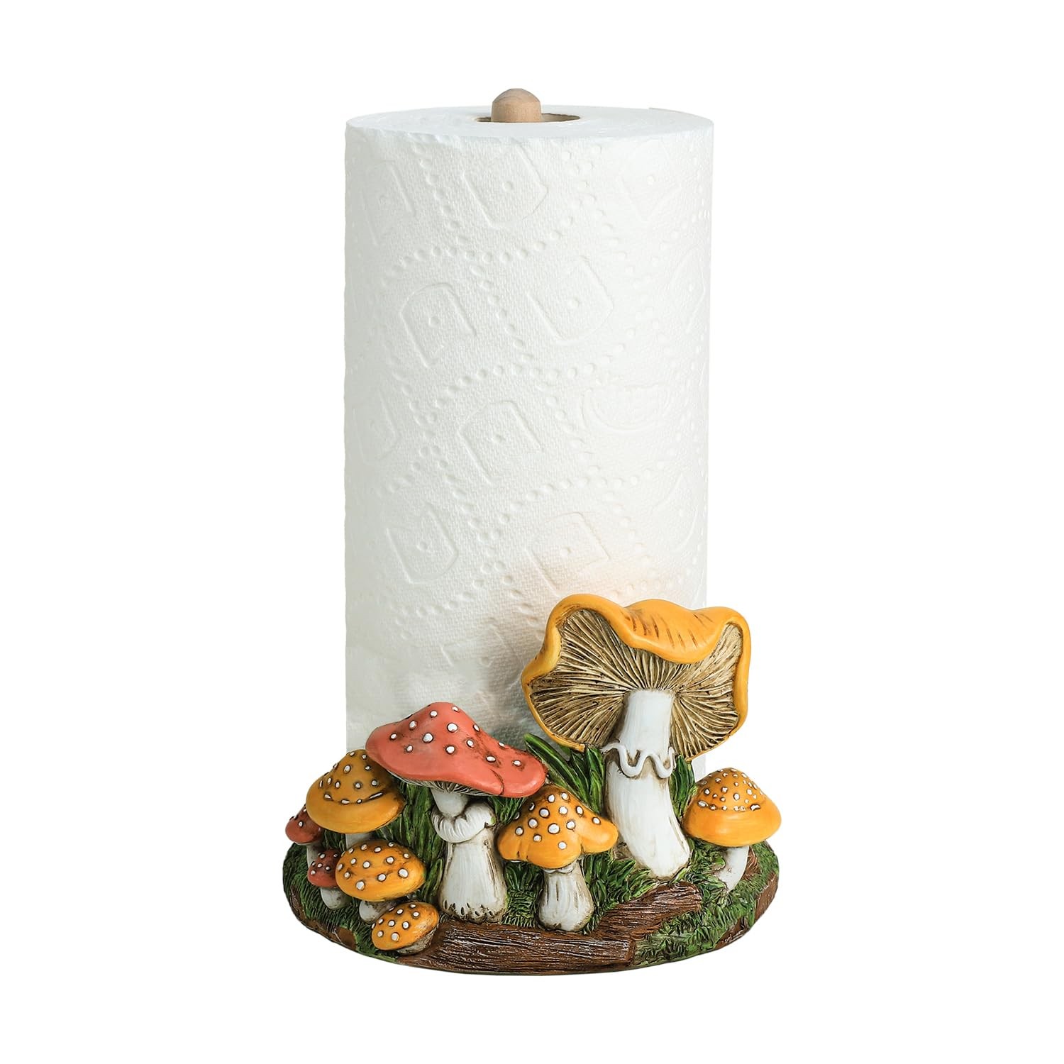 Bicuzat Cute Retro Mushroom Pattern Paper Towel Holder Stand, Resin Crafts Displ