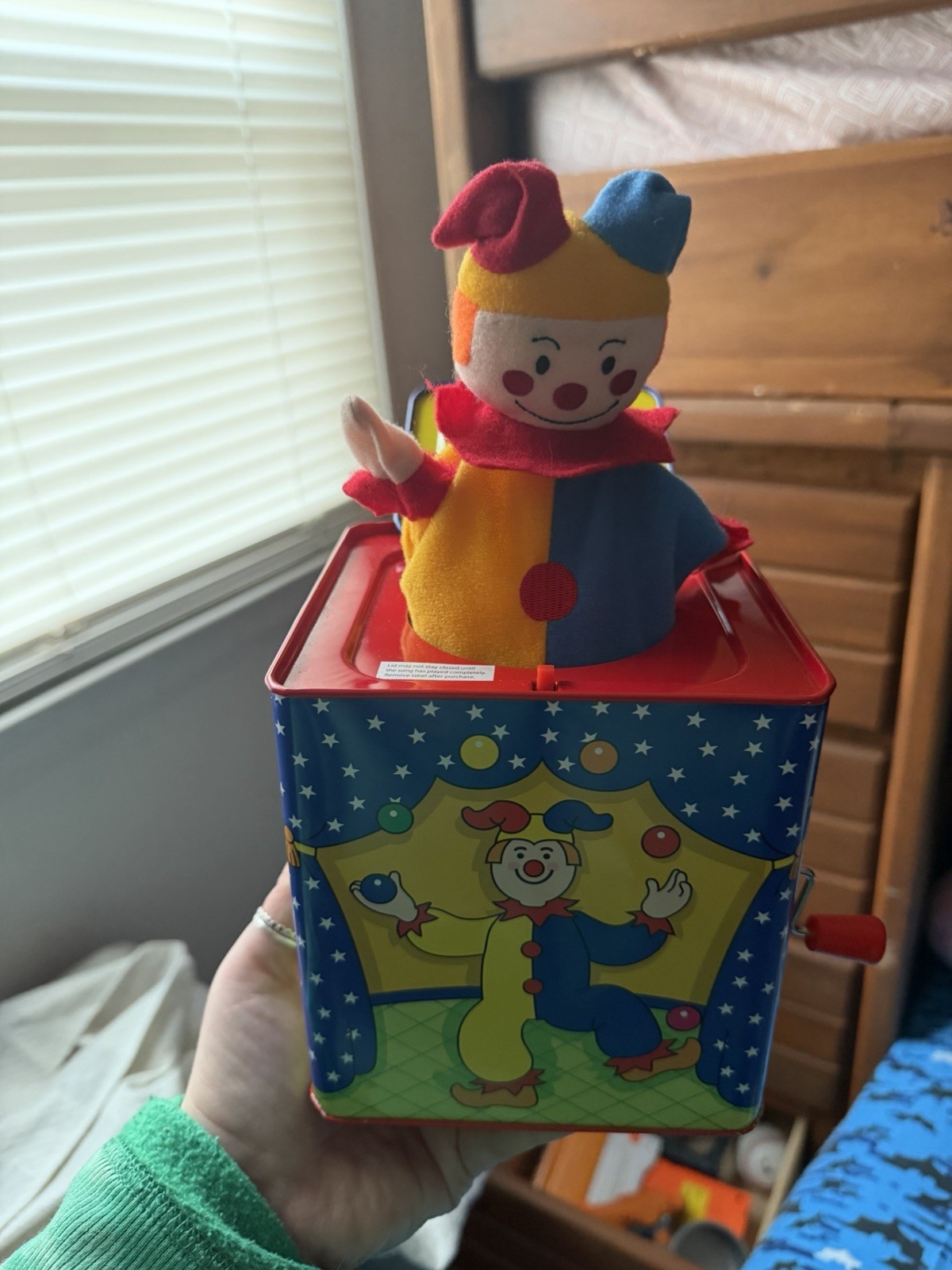 Schylling Clown Jack-in-the-Box Toy Colorful Tin Circus Design 1997