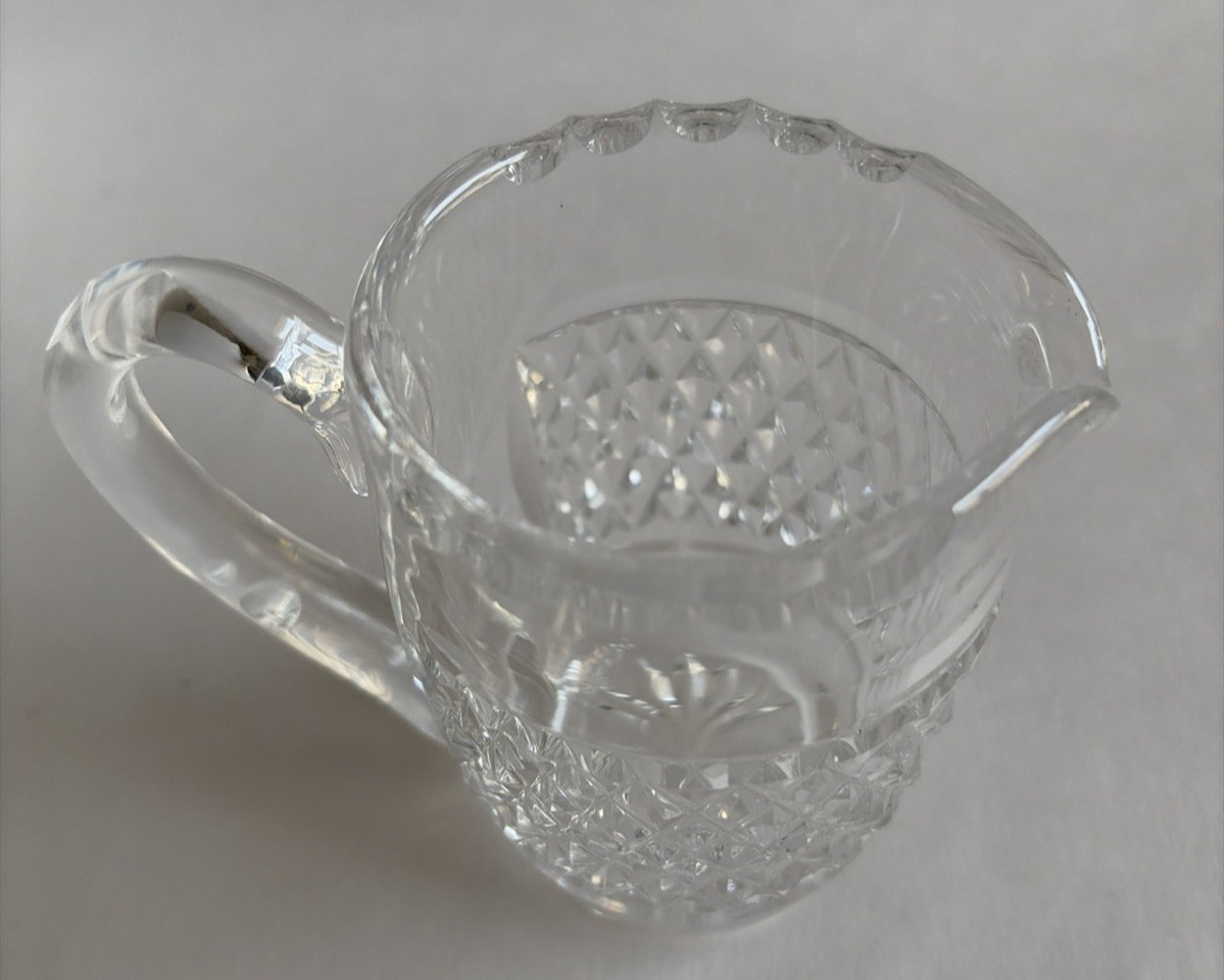 VINTAGE WATERFORD FINE CRYSTAL CASHED DIAMOND CUT PATTERN 4" TALL CREAMER
