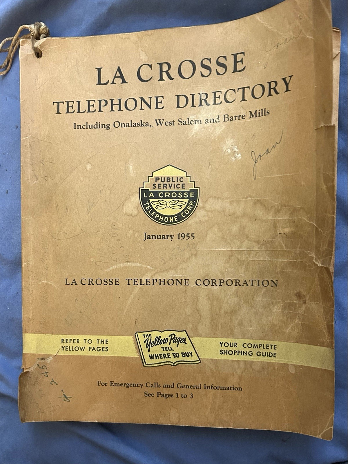 Vintage 1955 La Crosse City Directory Wisconsin Telephone Company