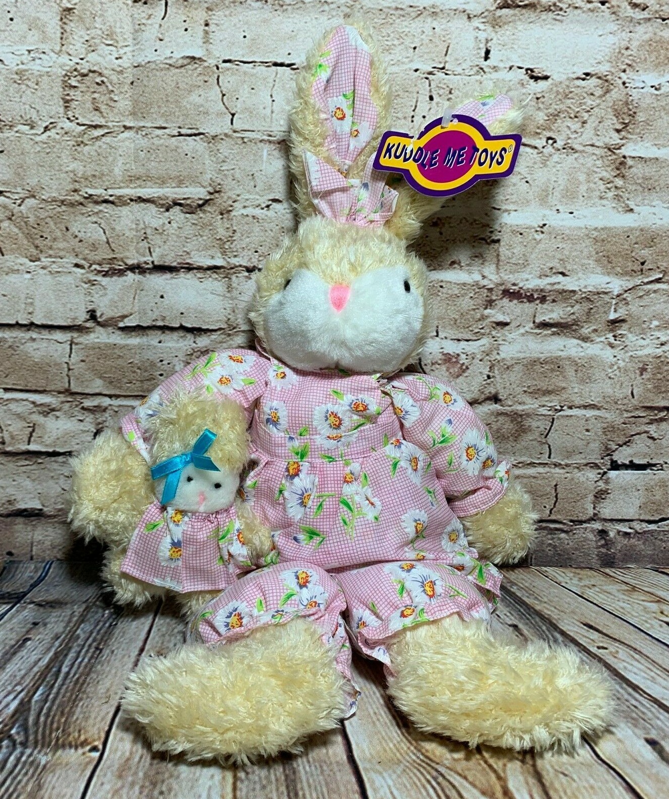 Vintage Mama Rabbit & Baby Rabbit Bunny Plush Kuddle Me Toys Easter Bunny 16"