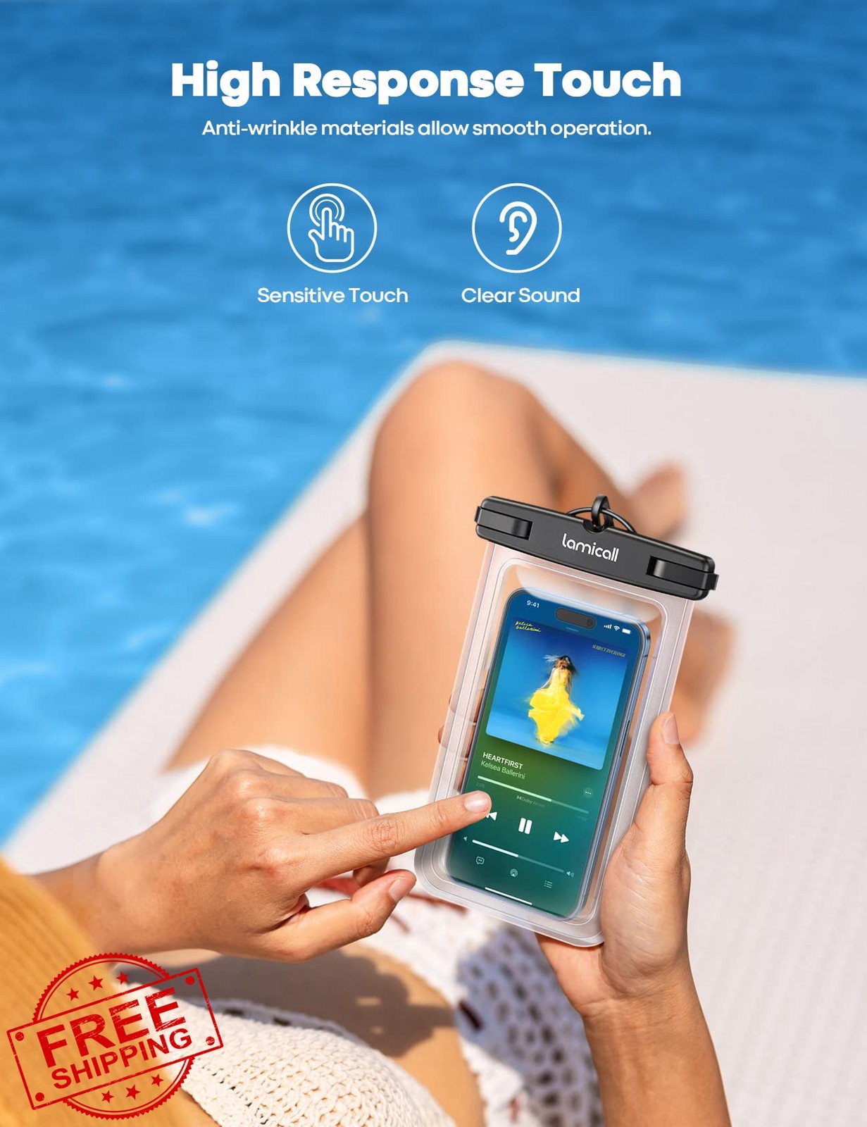 Lamicall Waterproof Phone Pouch Case 2 Pack, IPX8 Dry Bag, Fits 4-7" Phones