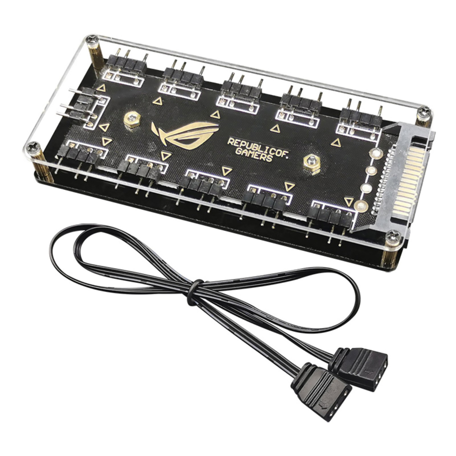 5V 3-Pin RGB 10 Hub Splitter SATA Power 3pin ARGB Adapter Extension Cable C