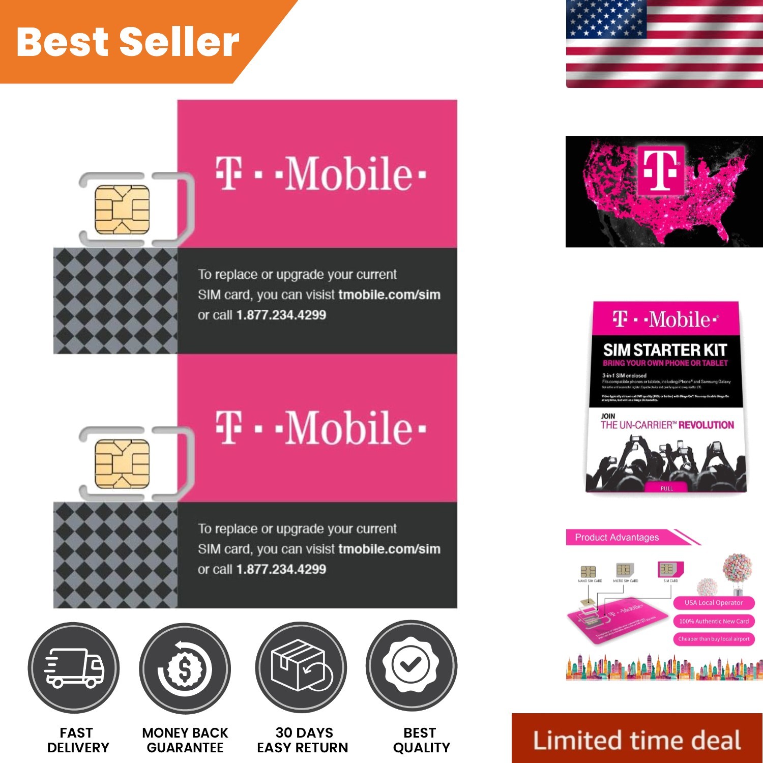 Authentic 3-in-1 GSM SIM Card Starter Kit - 4G/3G/LTE for Multiple Devices