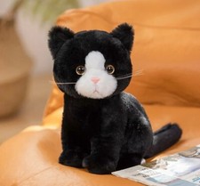 Black White Kitten Cat 10 Inch Stuffed Animal Plush Toys Doll Kids Gifts